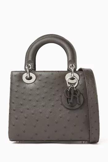 Unused Small Special Order Lady Dior Bag in Ostrich Leather