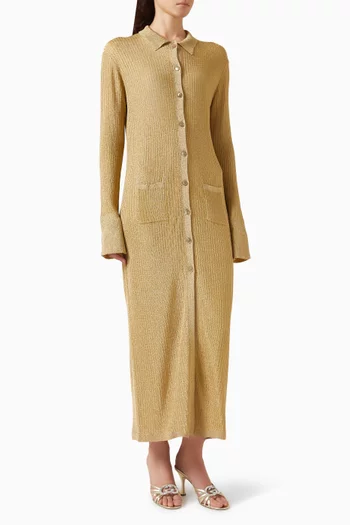 Ribbed Polo Dress in Viscose Blend