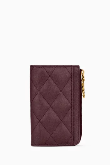 Cassandre Bijou Zip Card Case in Grain de Poudre Leather