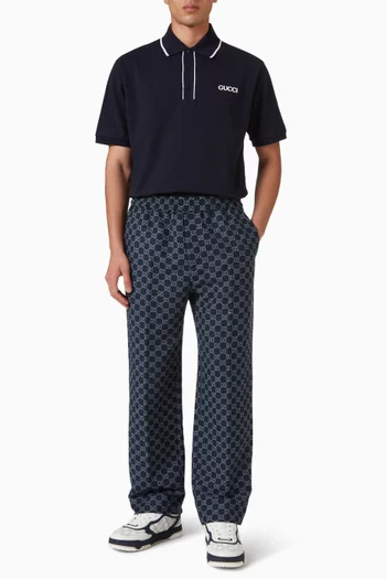 تي شيرت بولو مطرز بشعار الماركة قطن بيكيه