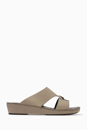 حذاء مفتوح كوادراتورا شيرنو جلد بنقشة جلد غزال