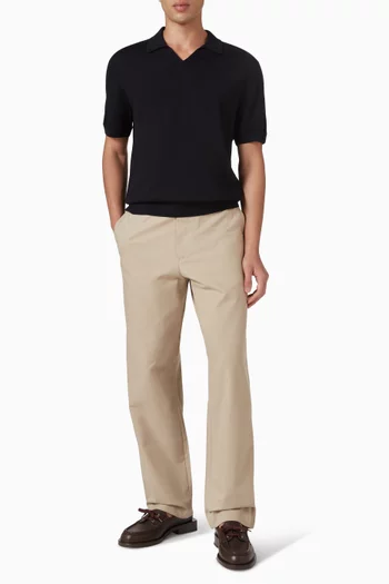 تي شيرت بولو قماش منسوج بياقة مفتوحة