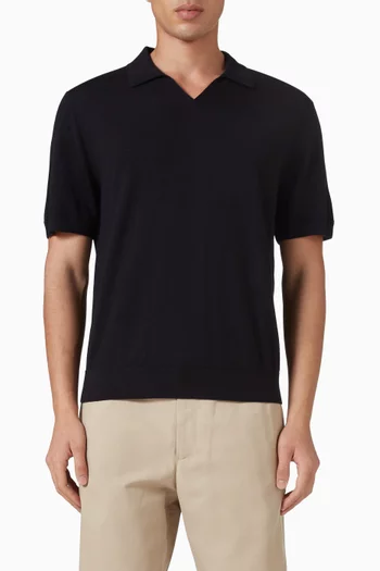 تي شيرت بولو قماش منسوج بياقة مفتوحة