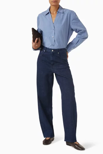 قميص قطن بقصة فضفاضة