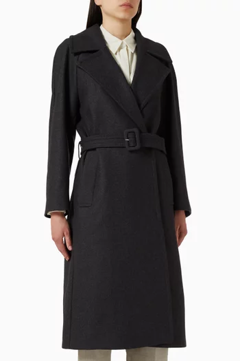 Tailored Belted Coat in Wool-blend