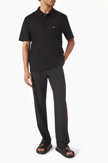 ياقة بولو وفتحة رقبة حرف V قطن