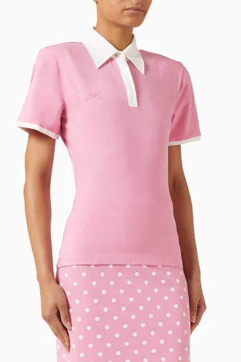 تي شيرت بياقة بولو بلون مغاير