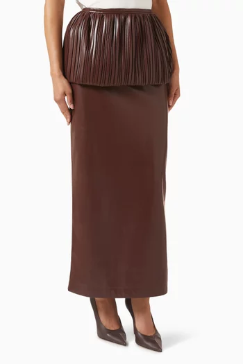 Pleated Balloon Maxi Skirt in Eco Leather