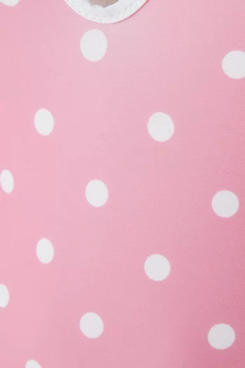 لباس سباحة قطعة واحدة بفتحة رقبة على شكل حرف V ونقشة منقطة