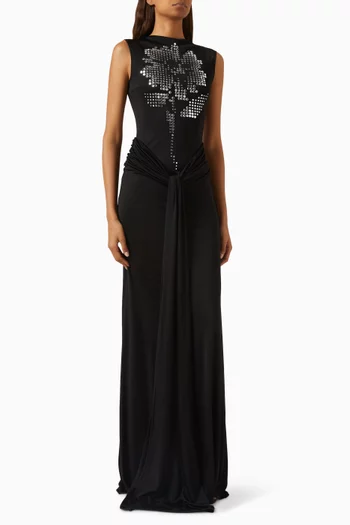 Mirrored Flower Hotfix Gown in Jersey