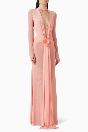 3D Floral-applique Gown