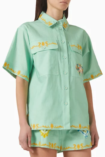 قميص التو بقصة فضفاضة مزيج قطن