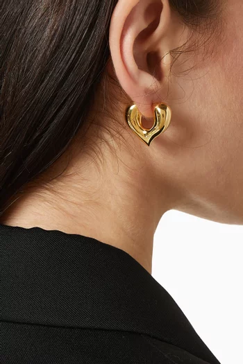Molten Heart Medium Hoop Earrings in 18kt Gold-plated Brass