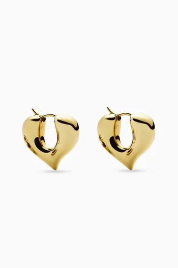 Molten Heart Medium Hoop Earrings in 18kt Gold-plated Brass