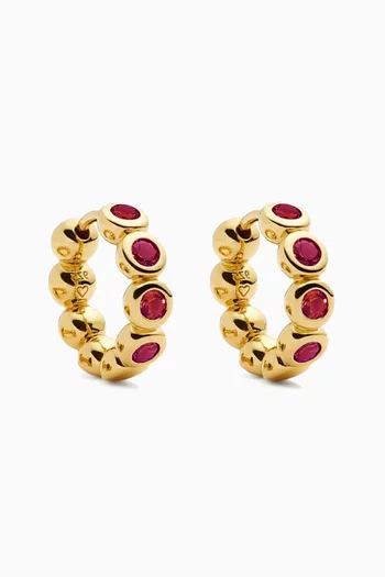 Mini Tennis Charm Hoop Earrings in 18kt Gold-plated Brass