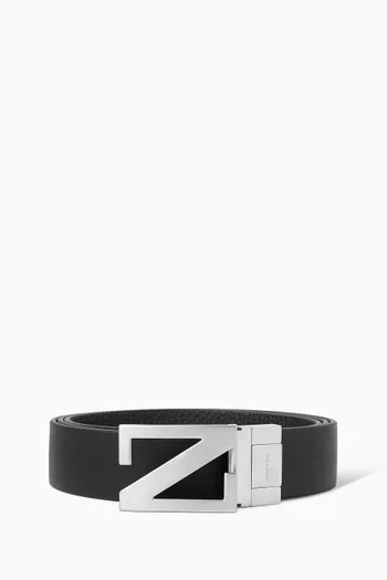 Reversible Belt in Leather by Zegna