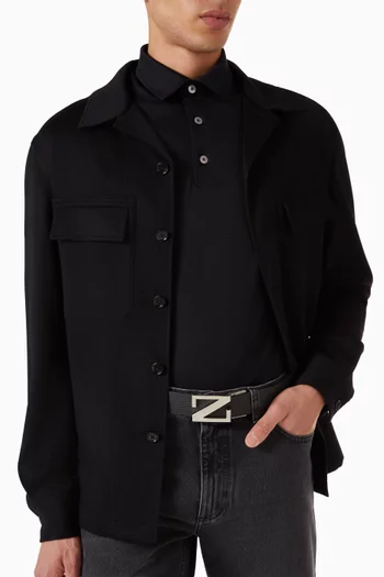 Reversible Belt in Leather by Zegna