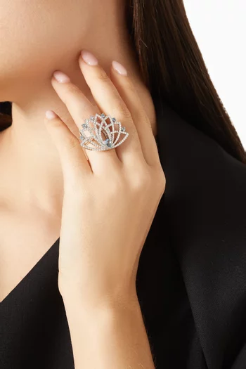 Lotus Bloom Diamond Ring in 18kt White Gold