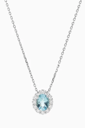 1735 Aquamarine & Diamond Pendant Necklace
