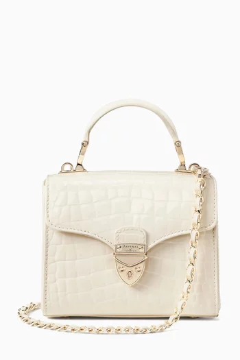 Mini Mayfair® Top-handle Bag in Croc-embossed Patent Leather