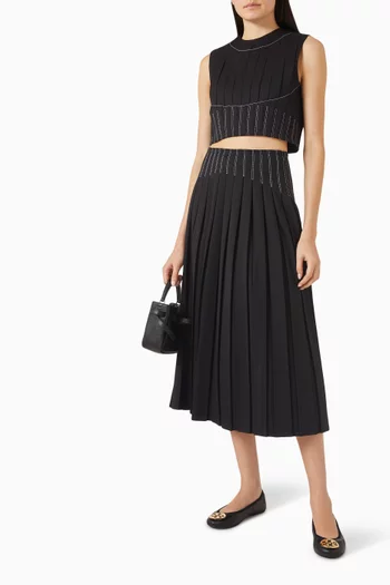 Pleated Crop Top in Wool-twill