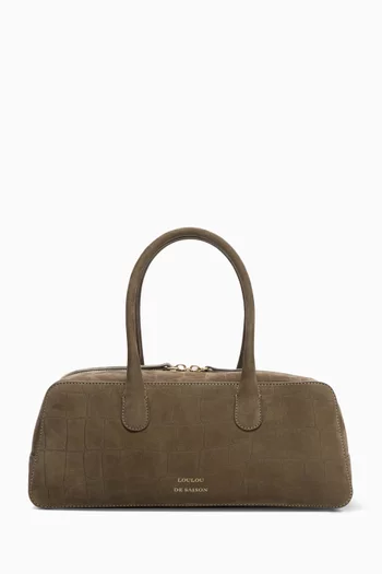 Mini Mawi Top-handle Bag in Croc-embossed Suede Leather