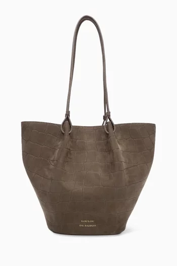Small Doyle Tote Bag in Croc-embossed Leather