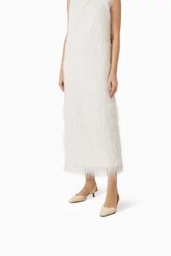 Sully Kitten Slingbacks in Ostrich-embossed Leather