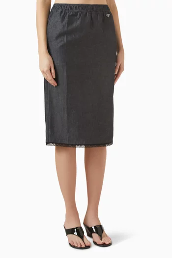 Elastic-waist Skirt in Cotton Blend