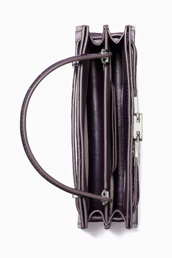 Mini Lee Radziwill Top-handle Bag in Croc-embossed Leather