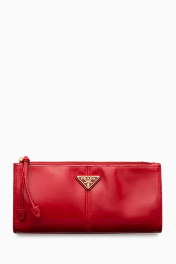 Logo Pouch in Calfskin Leather