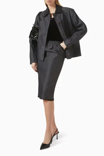 Contrast-collar Jacket in Cotton Blend