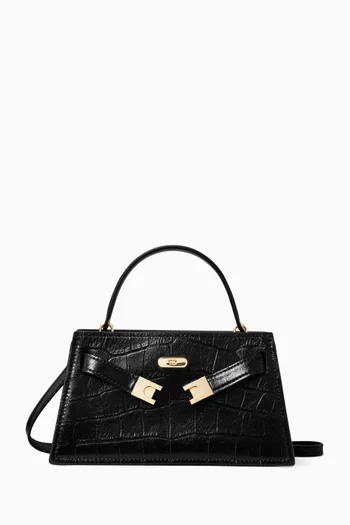 Mini Lee Radziwill Top-handle Bag in Croc-embossed Leather