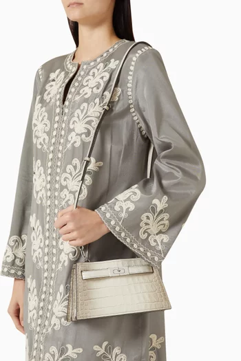 Mini Lee Radziwill Top-handle Bag in Croc-embossed Leather