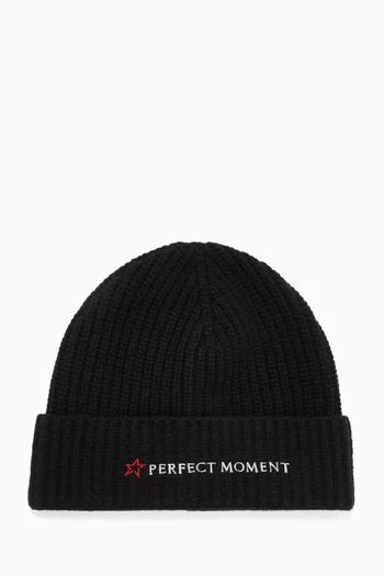 Knitted Ribbed Logo Beanie