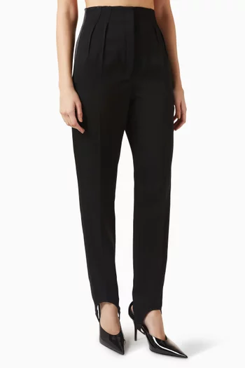 بنطال بقصة ضيقة وخصر مرتفع صوف ياباني