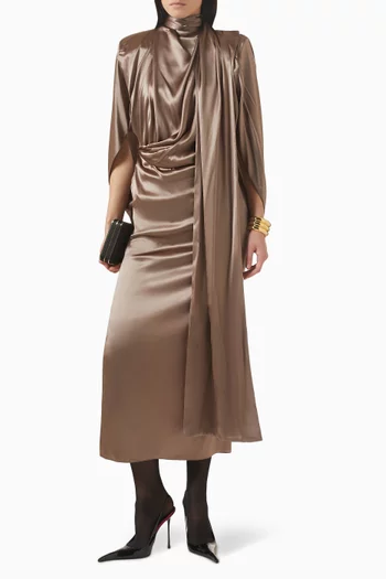 Scarf Drape Midi Dress