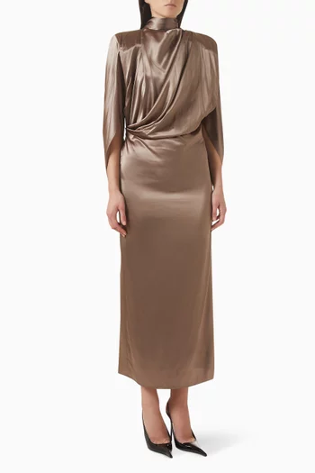 Scarf Drape Midi Dress