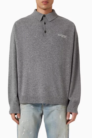 Knit Polo Sweater in Wool