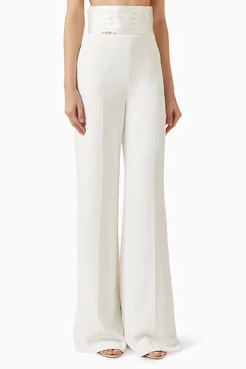 Flared-leg Pants in Crepe