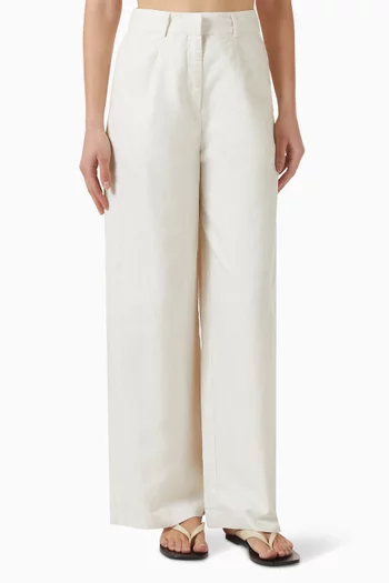 Tailored Wide-leg Pants in Linen Blend
