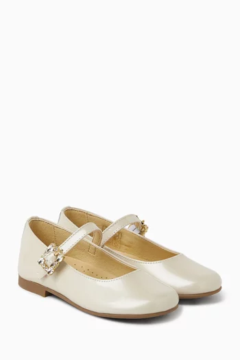 Rhinestone Ballerina Flats in Leather