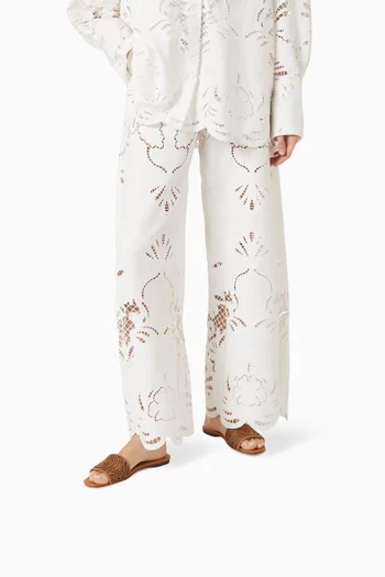 Sorrento Slide Sandals in Embroidered Lace