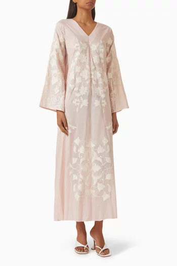 قفطان افيري بتطريزات بارزة مخمل مضلع