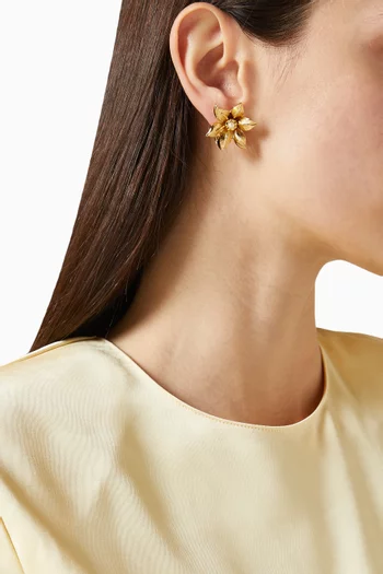 1980s Vintage Nina Ricci Flower Clip-on Earrings