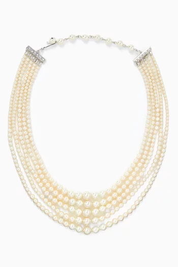 قلادة بخمسة صفوف من اللؤلؤ الصناعي فينتج من الثمانينيات