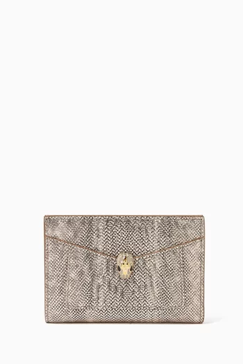 Serpenti Forever Folded Card Holder in Karung Leather