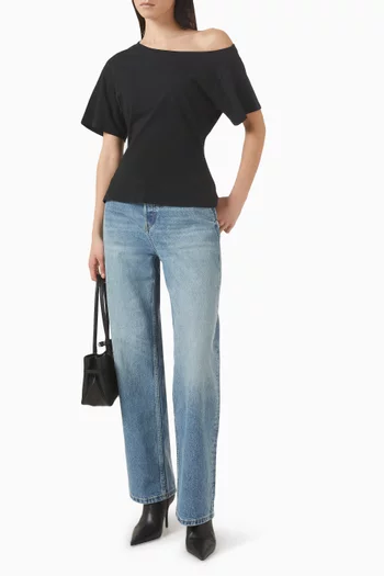 Mid-waist Baggy Jeans in Denim