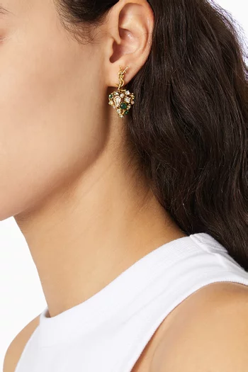 Cassandre Crystal Heart Earrings in Brass