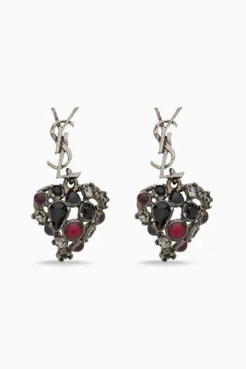 Cassandre Crystal Heart Earrings in Brass